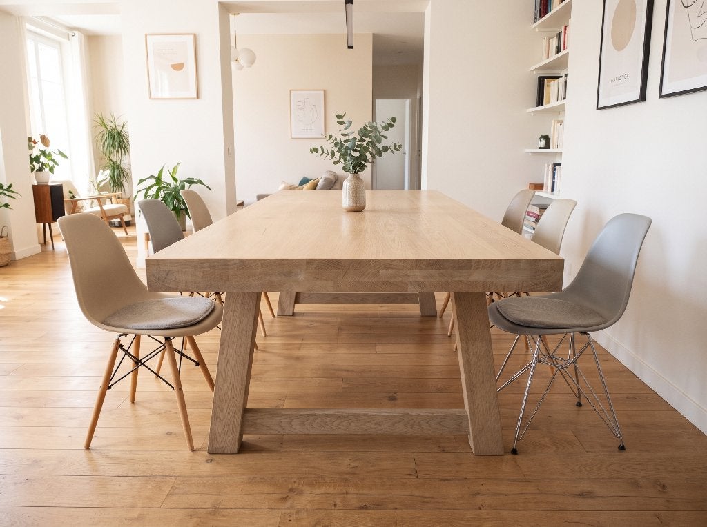 Grande table à manger design en bois massif (260 x 100 cm), Maison & Meubles, Comme neuf, 100 à 150 cm, Enlèvement, Rectangulaire