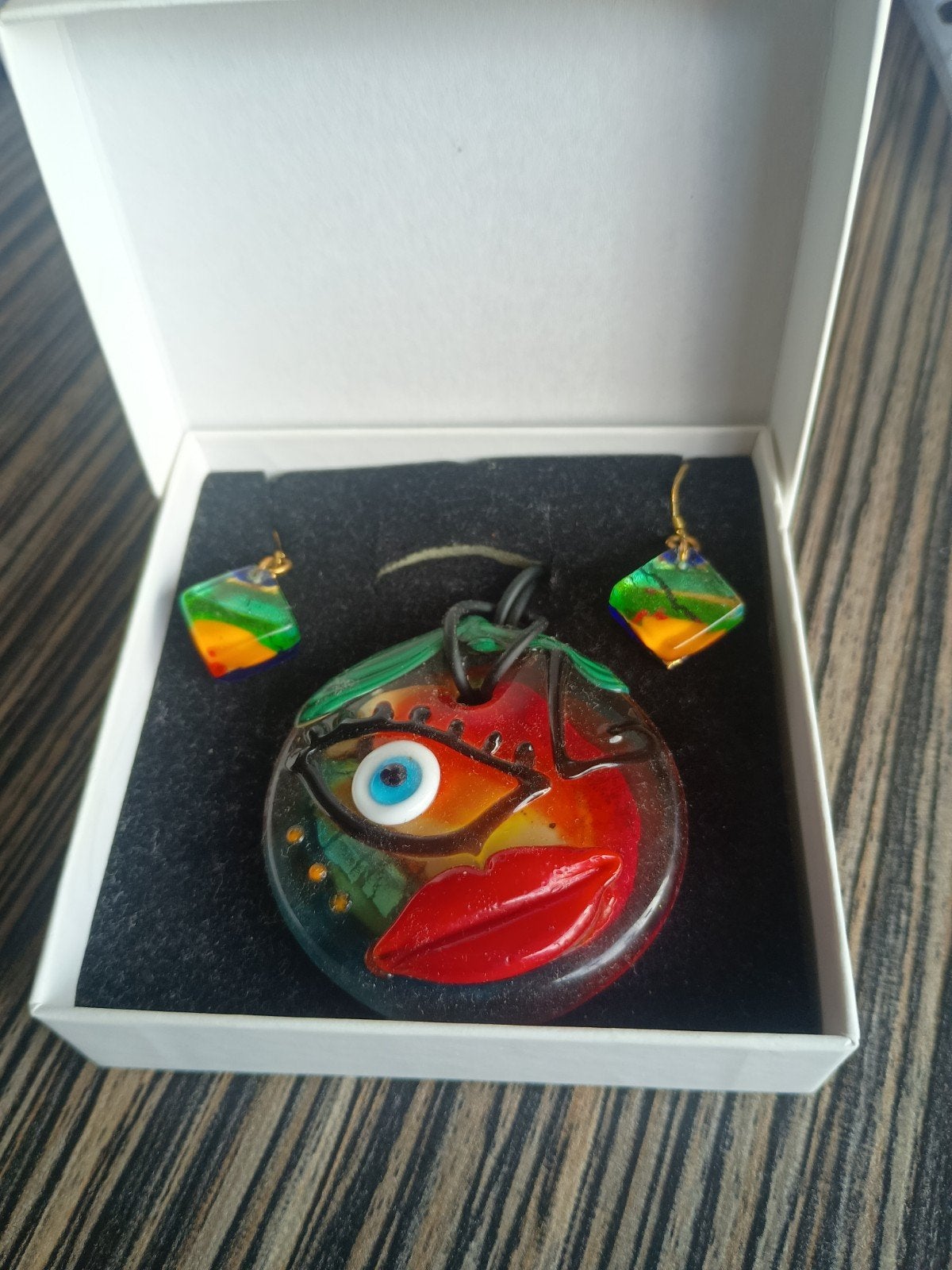 Hanger met bijpassende oorbellen, Murano glas, Handtassen en Accessoires, Broches, Ophalen