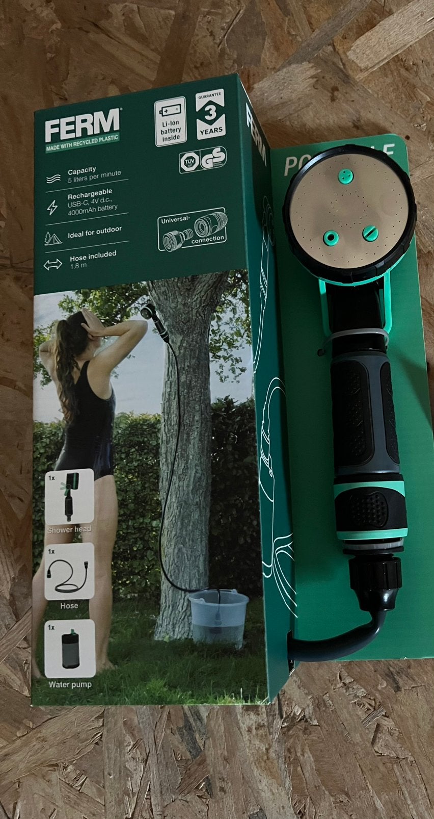 Douche Portable Rechargeable FERM - Neuve, Caravans en Kamperen, Kampeeraccessoires, Ophalen, Nieuw
