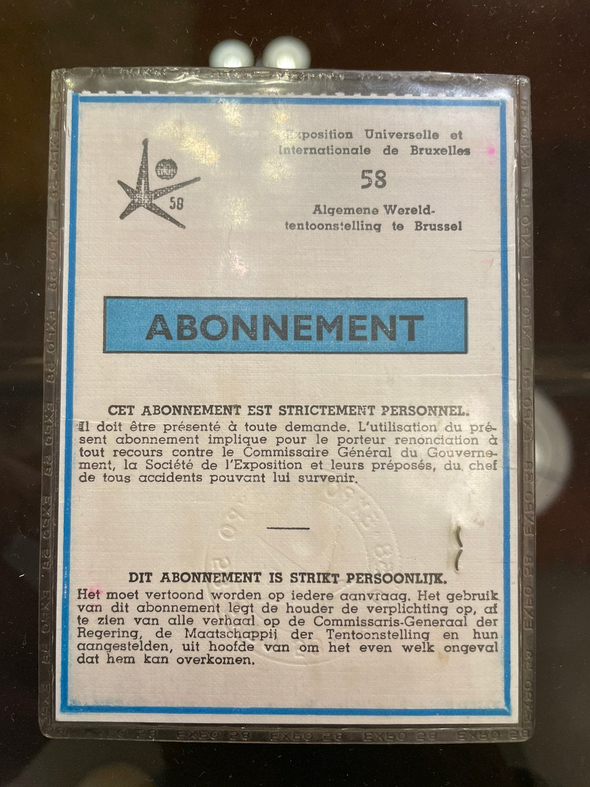 Abonnement Expo 58, Enlèvement ou Envoi