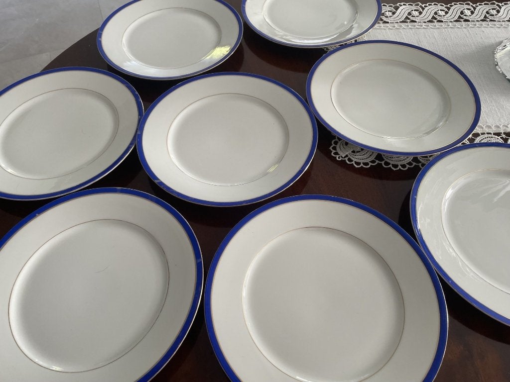 8 ANTIQUES ASSIETTES PLATES EN PORCELAINE FINE DE LIMOGES, Assiettes(s), Enlèvement ou Envoi, Vintage, Utilisé