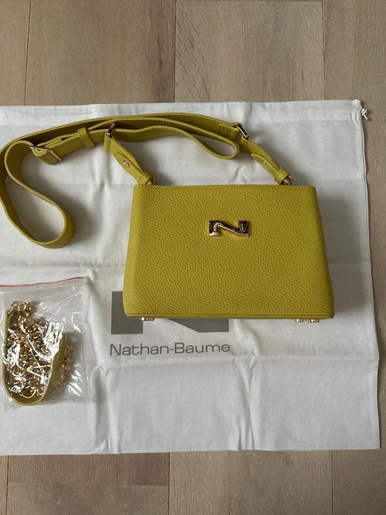 Mooie handtas Nathan-Baume, Handtassen en Accessoires, Tassen | Damestassen, Verzenden, Gebruikt, Geel, Schoudertasje
