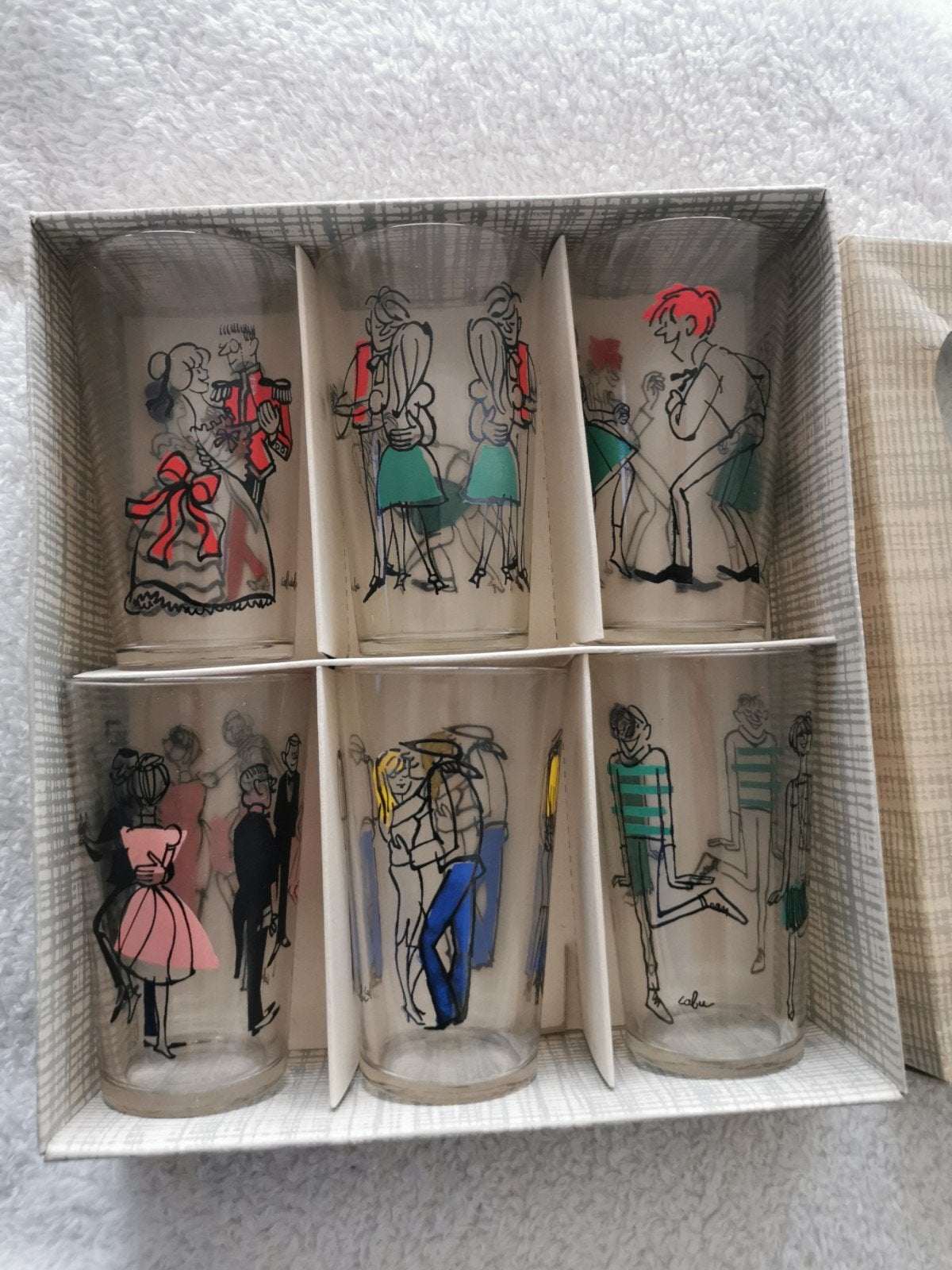 Cabu vintage set glazen 6 stuks in originele doos VMC, Ophalen of Verzenden, Nieuw