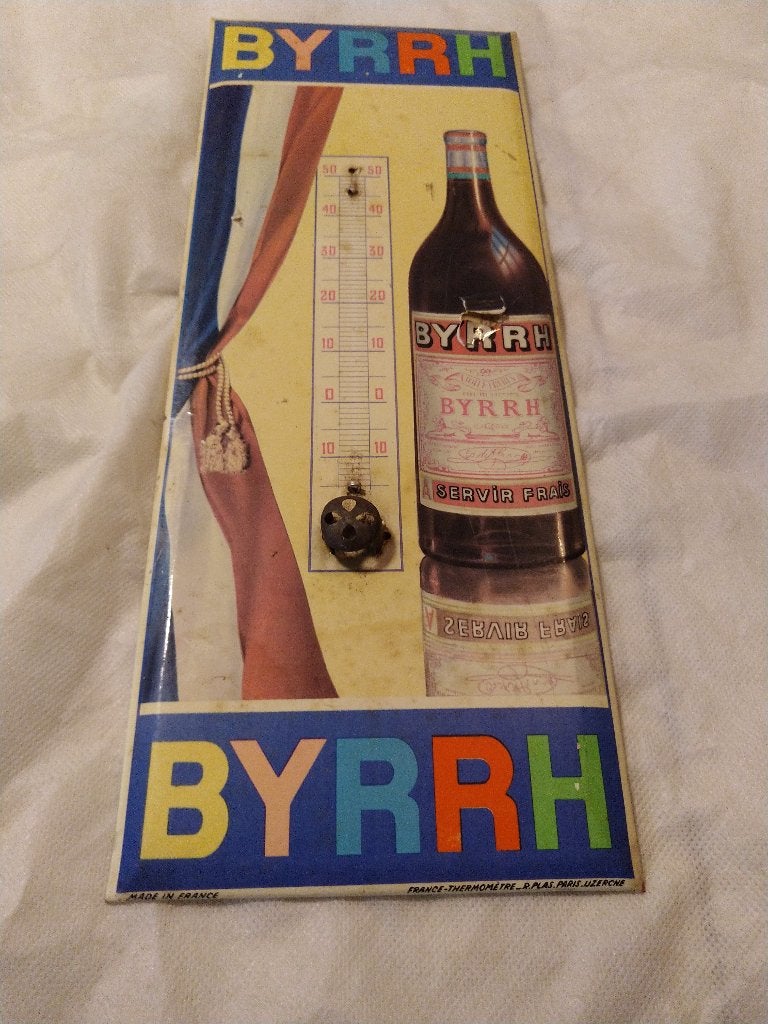 Panneau publicitaire Byrrh tube manquant, Enlèvement ou Envoi, Utilisé, Panneau publicitaire