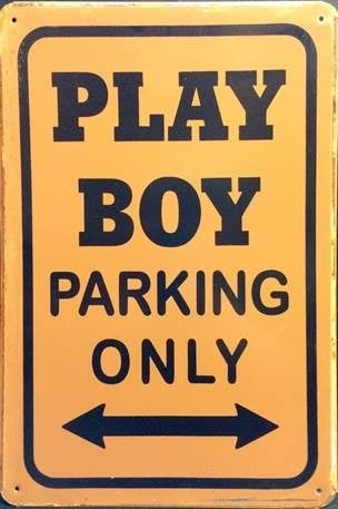 Metalen rusty-old wandplaat Playboy Parking Only, Ophalen of Verzenden