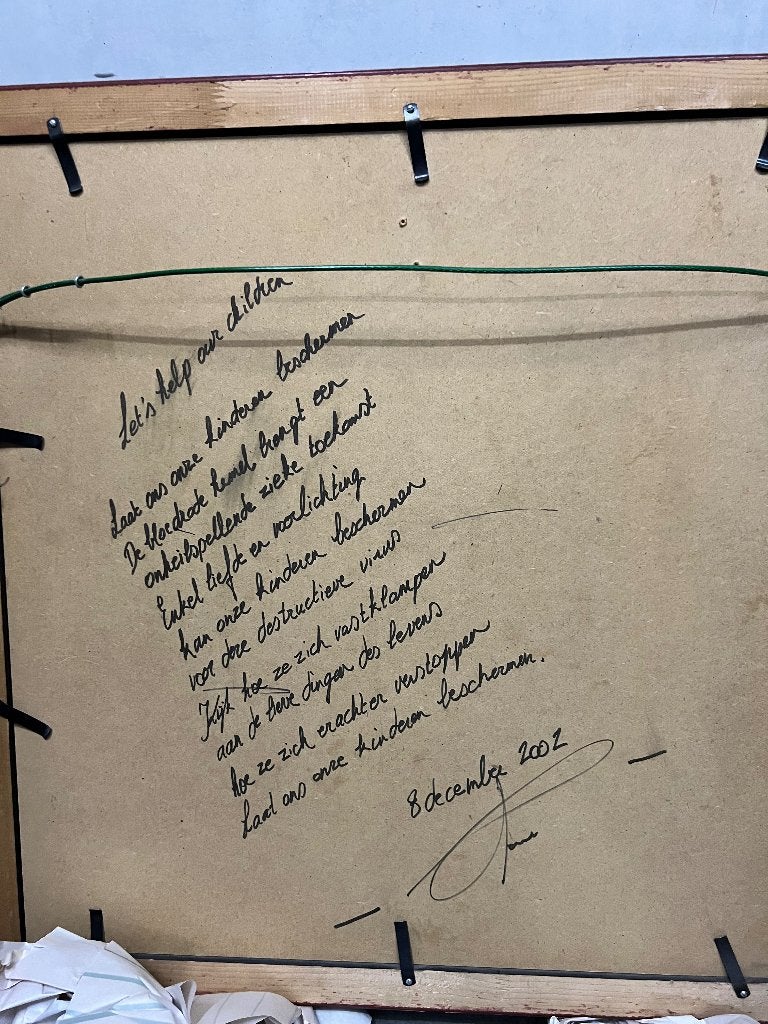 Schilderij Kind met Poezen gesigneerd door Dhr/Mevr Vereeck, Antiek en Kunst, Ophalen, Realistisch, Dieren, Bijzondere lijst