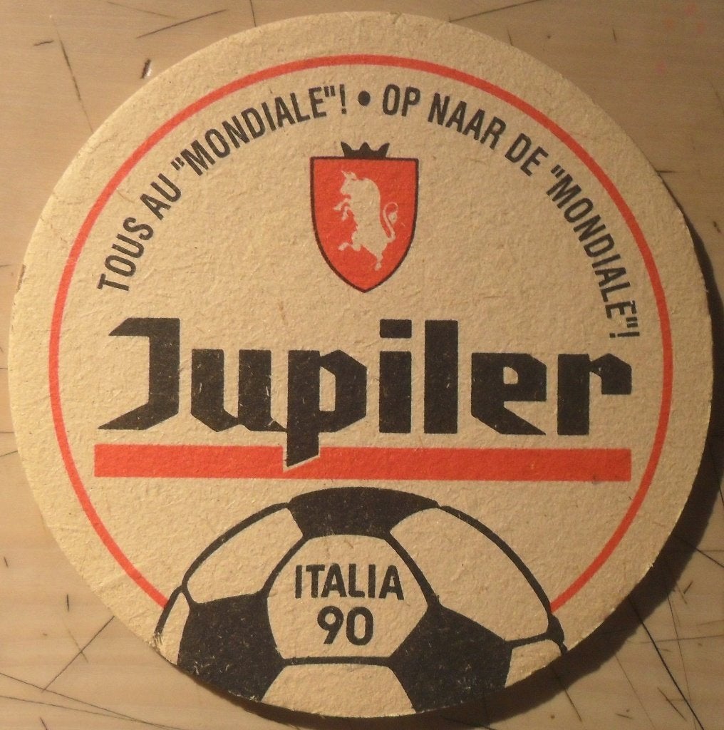 Sous-bock Jupiler "Tous au Mondiale! Italia 90", Collections, Enlèvement ou Envoi, Sous-bock, Jupiler