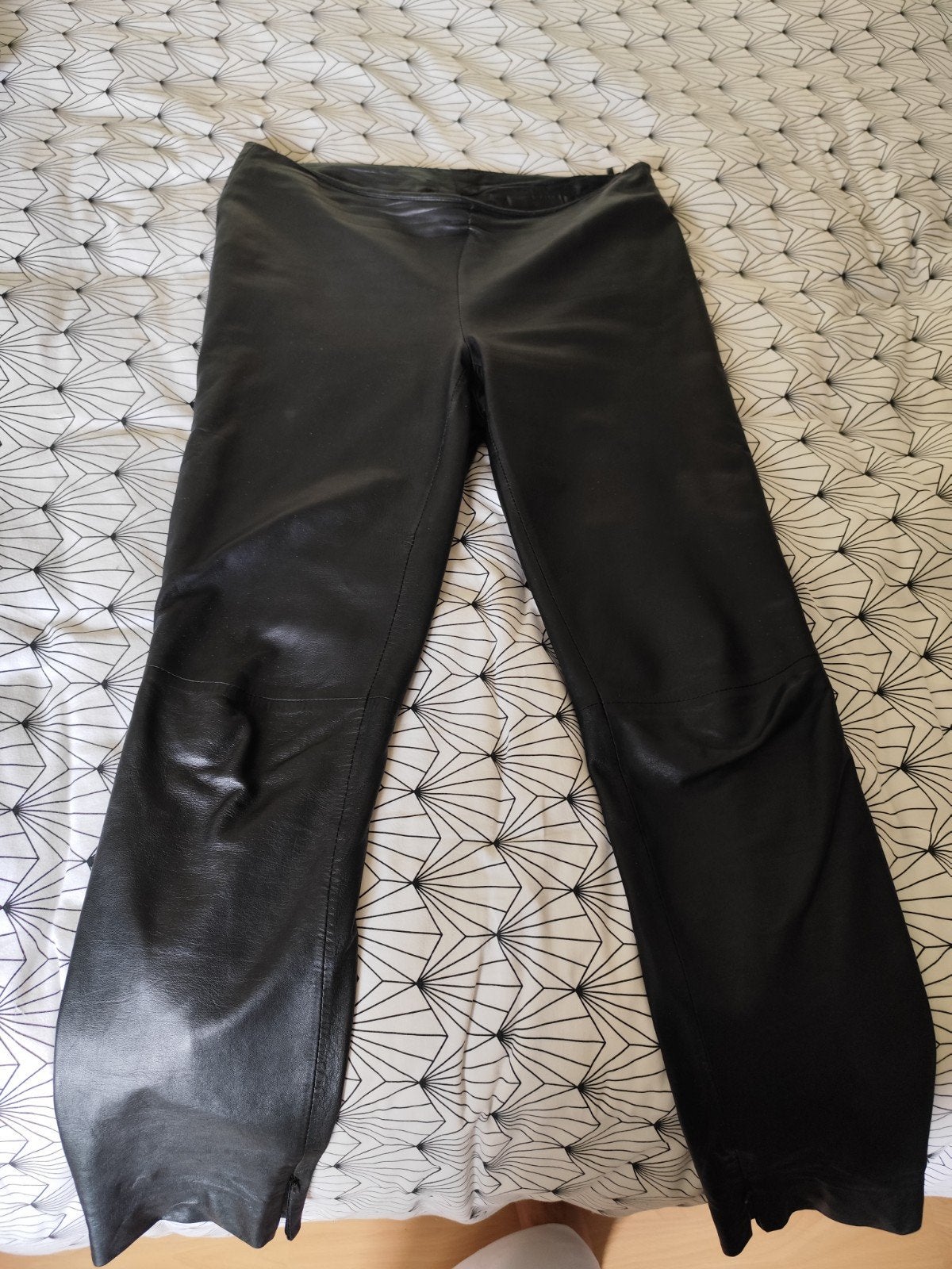 echt leer, zwarte broek met rits in zijnaad, Ophalen of Verzenden