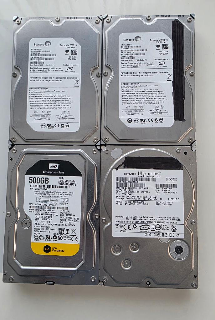 Mix de HDD "enterprise" : 300 GB, 2x 500 GB et 1X 1 TB, Interne, Enlèvement, Utilisé, Seagate