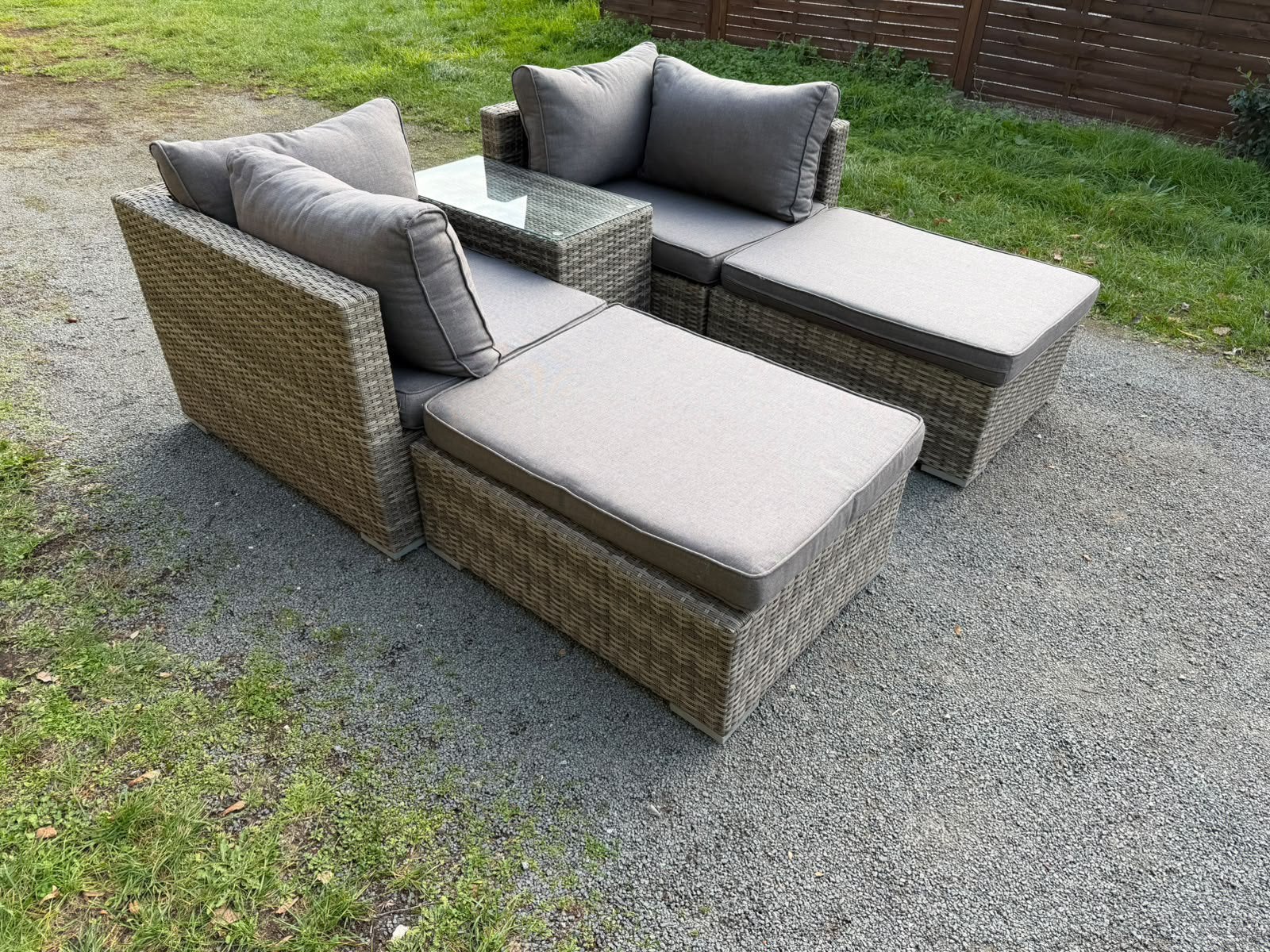 Loungeset wicker relax met bijhorende kussens en tafel, Tuin en Terras, Ophalen, Wicker, Loungeset