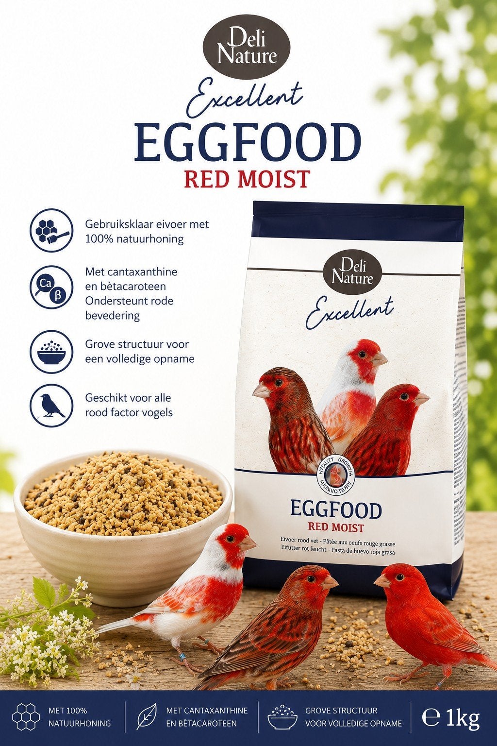Nourriture aux œufs rouge Deli Nature 1 kg, Animaux & Accessoires, Oiseaux | Accessoires, Enlèvement