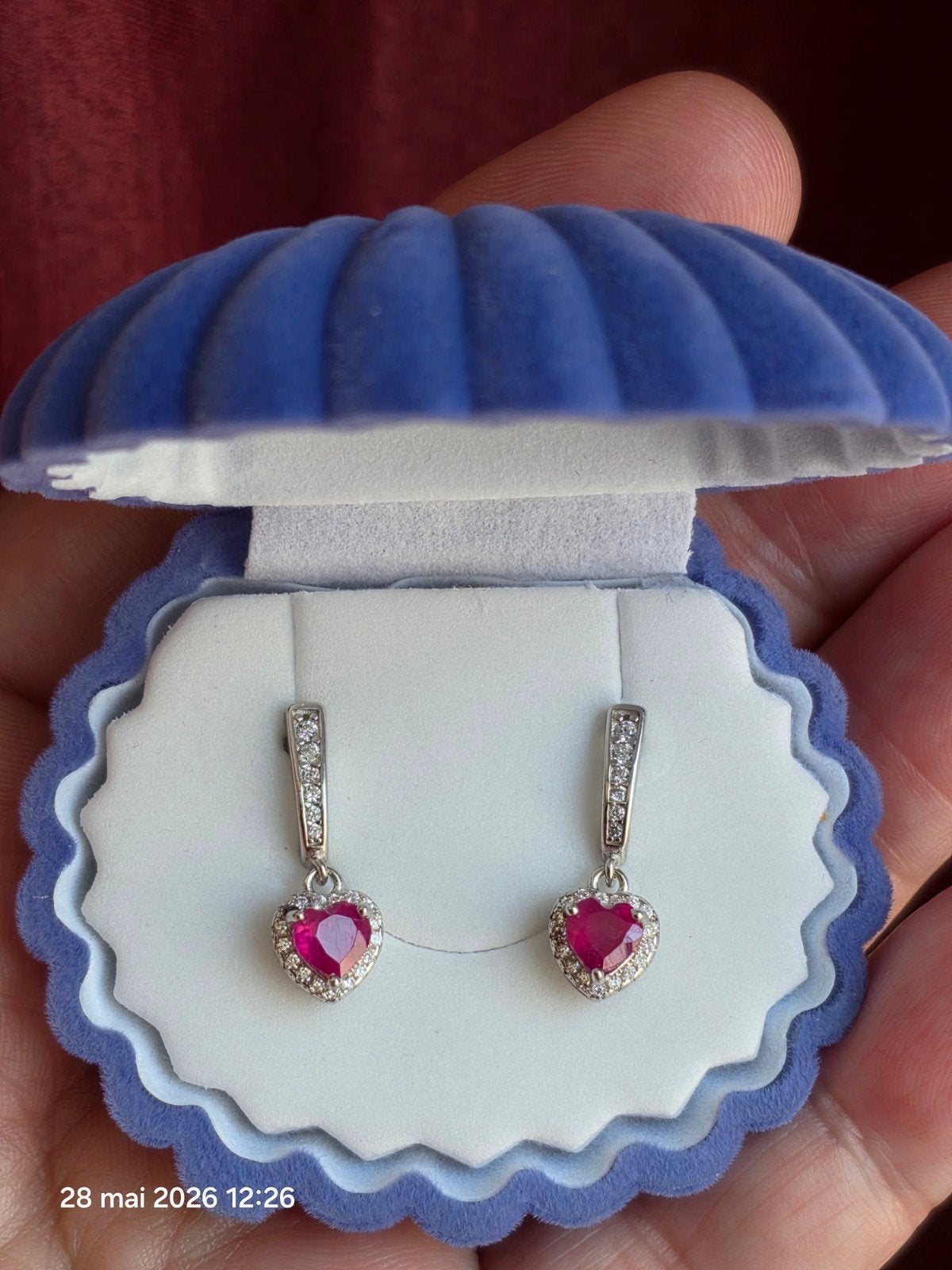 Boucles d'oreilles en argent massif 925 avec rubis, Bijoux, Sacs & Beauté, Boucles d'oreilles, Neuf, Pendantes, Argent, Rouge