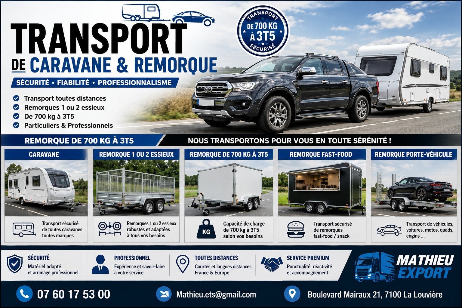 transporteurs remorque, Enlèvement ou Envoi