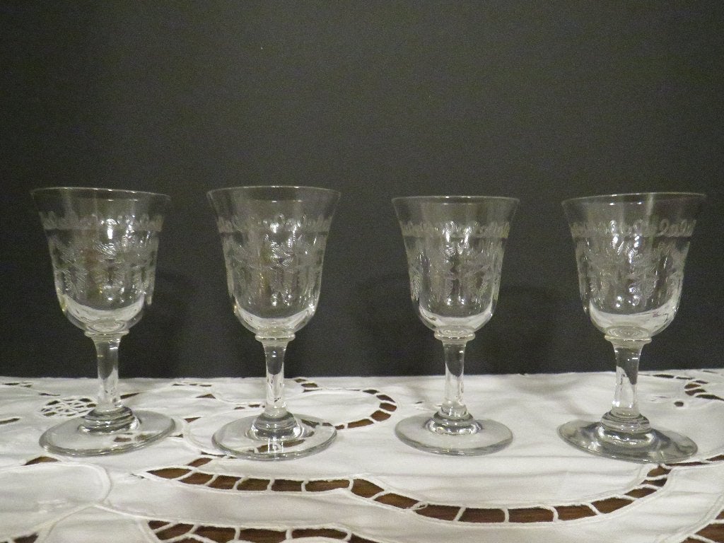 4 verres à Porto, gravés à l'acide, Enlèvement ou Envoi