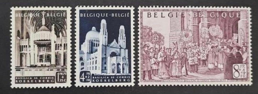 België: OBP 876/78 ** Van Roey en Koekelberg 1952., Postzegels en Munten, Postzegels | Europa | België, Postfris, Orginele gom
