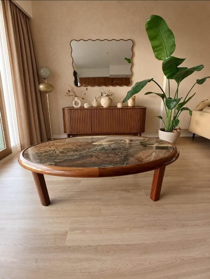 Table basse en marbre Onyx, article unique, 170 cm, Maison & Meubles, 150 à 200 cm, Vintage, Enlèvement, 50 à 100 cm