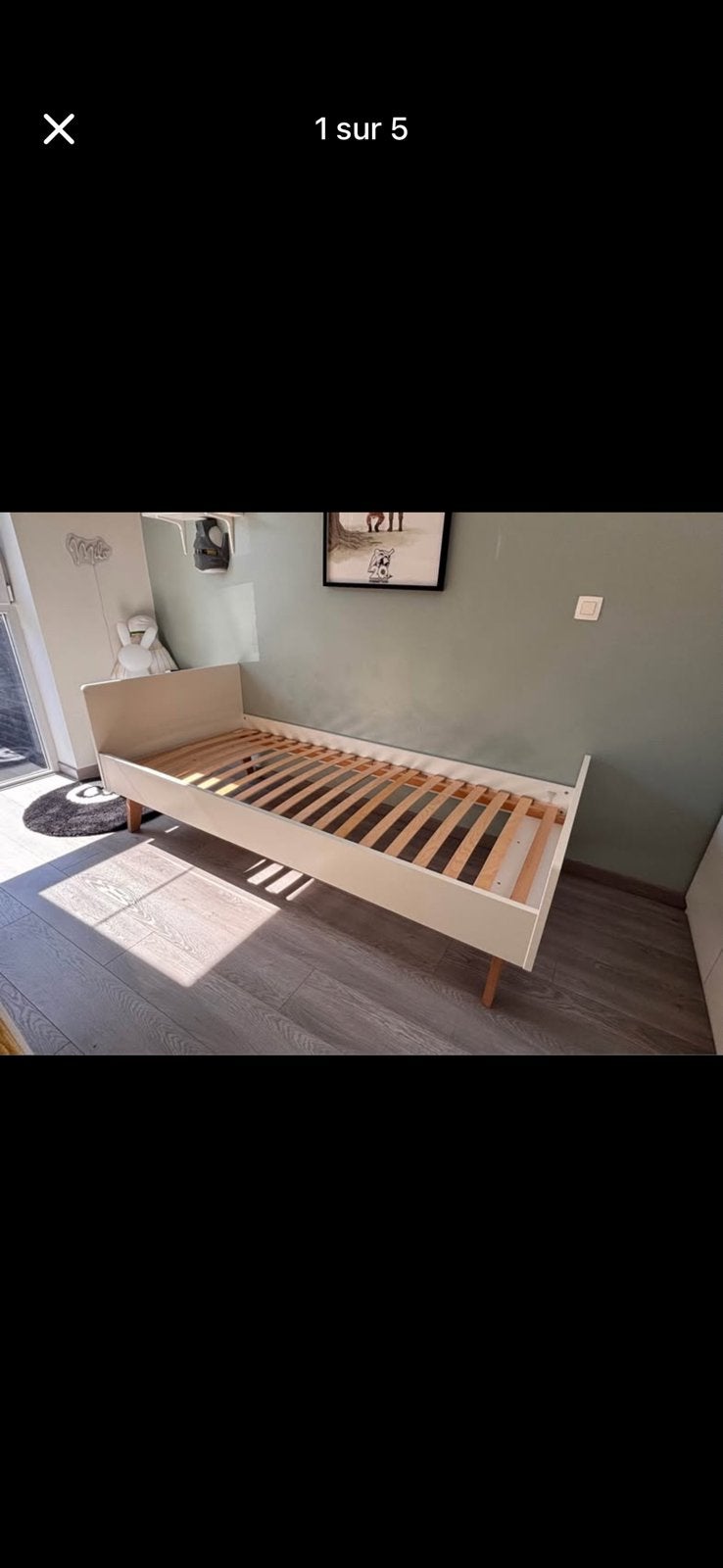 Lit / Bed Kidsmill 90x200 avec sommier, 90 cm, Une personne, Enlèvement, Utilisé