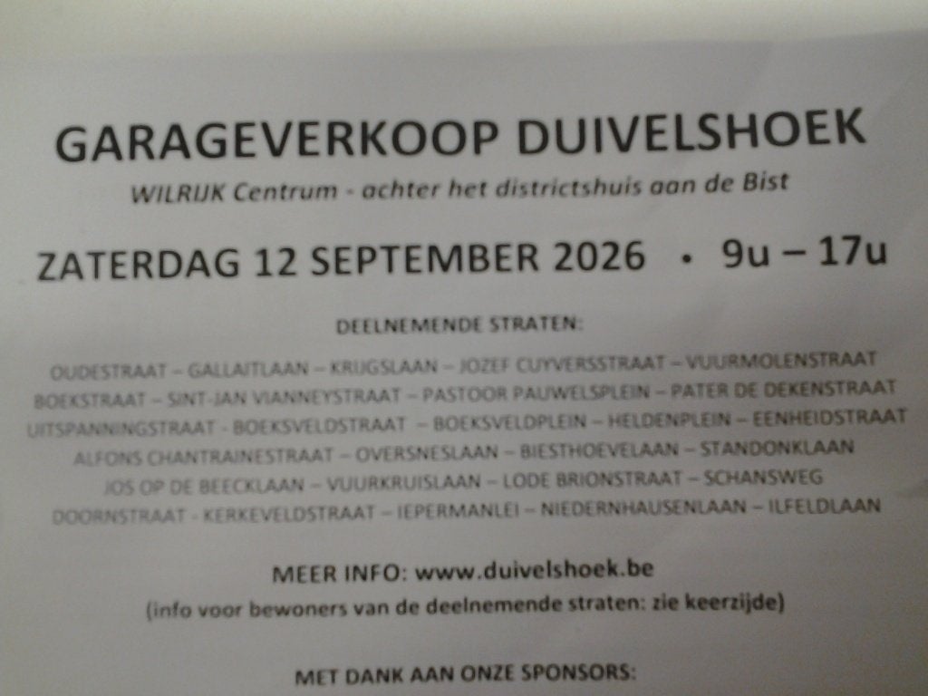 Garageverkoop Duivelshoek, Hobby en Vrije tijd, Ophalen, Gebruikt, Overige typen