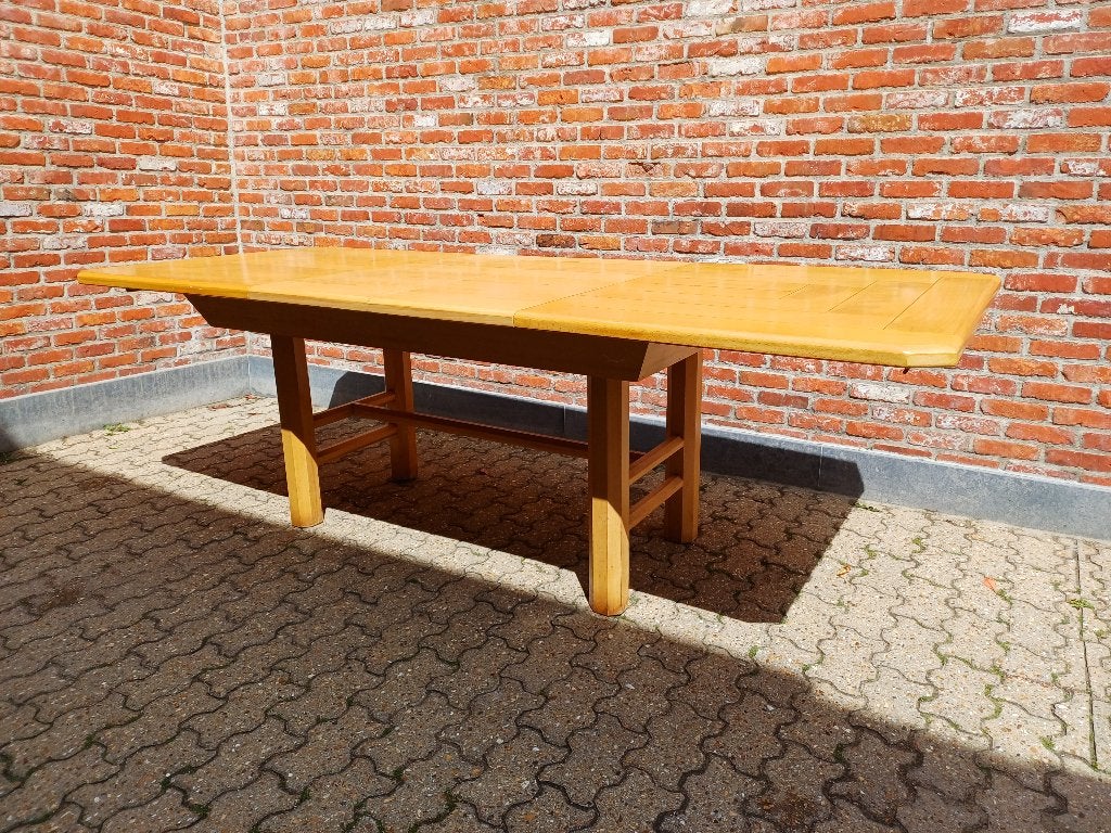Table à manger en hêtre massif — 1m60 x 1m + rallonges, 100 à 150 cm, Enlèvement, Utilisé, Rectangulaire