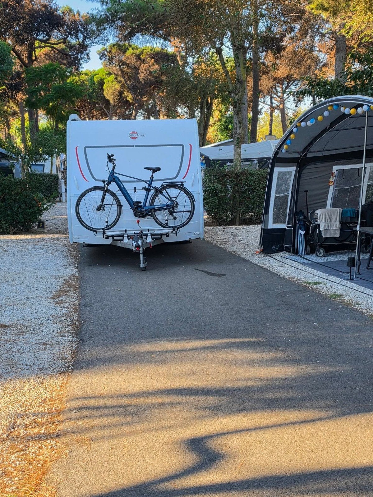 Bürstner caravan Premio 490TS eind 2024., 7 tot 8 meter, Particulier, Bürstner, Fietsenrek