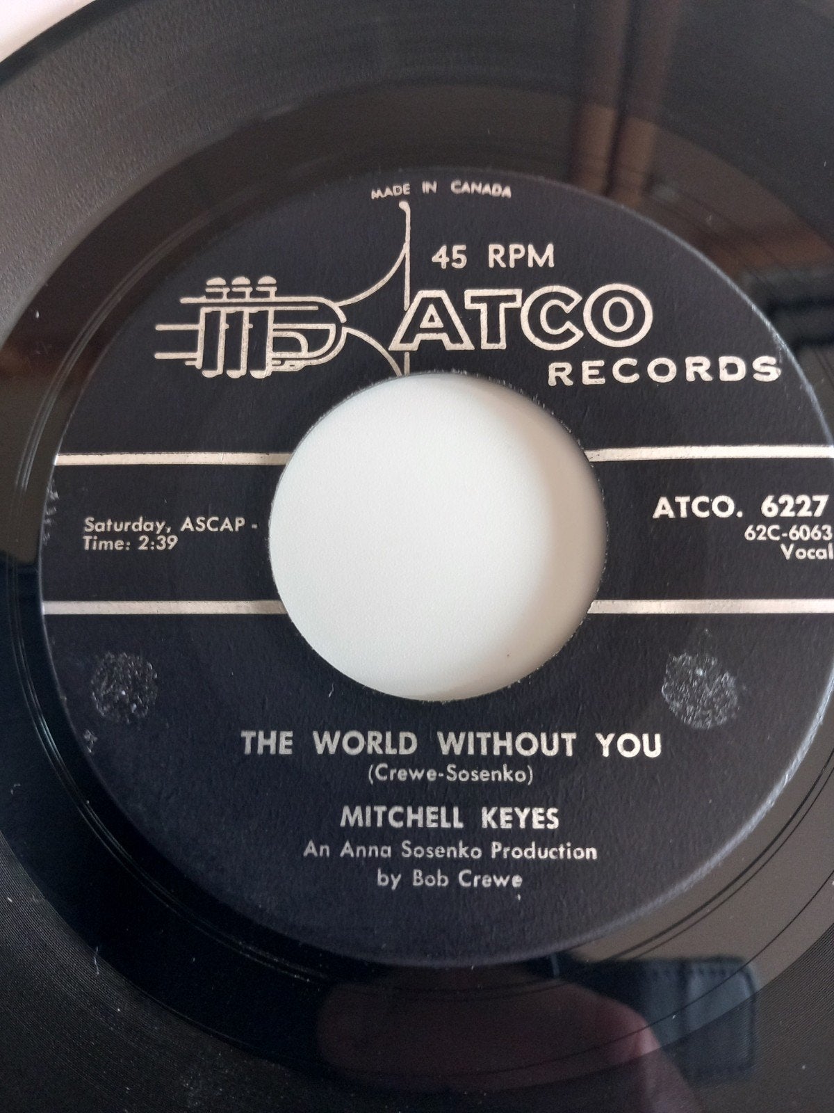 MITCHELL KEYES. THE WORLD WITHOUT YOU. POPCORN USA 45T, Enlèvement ou Envoi