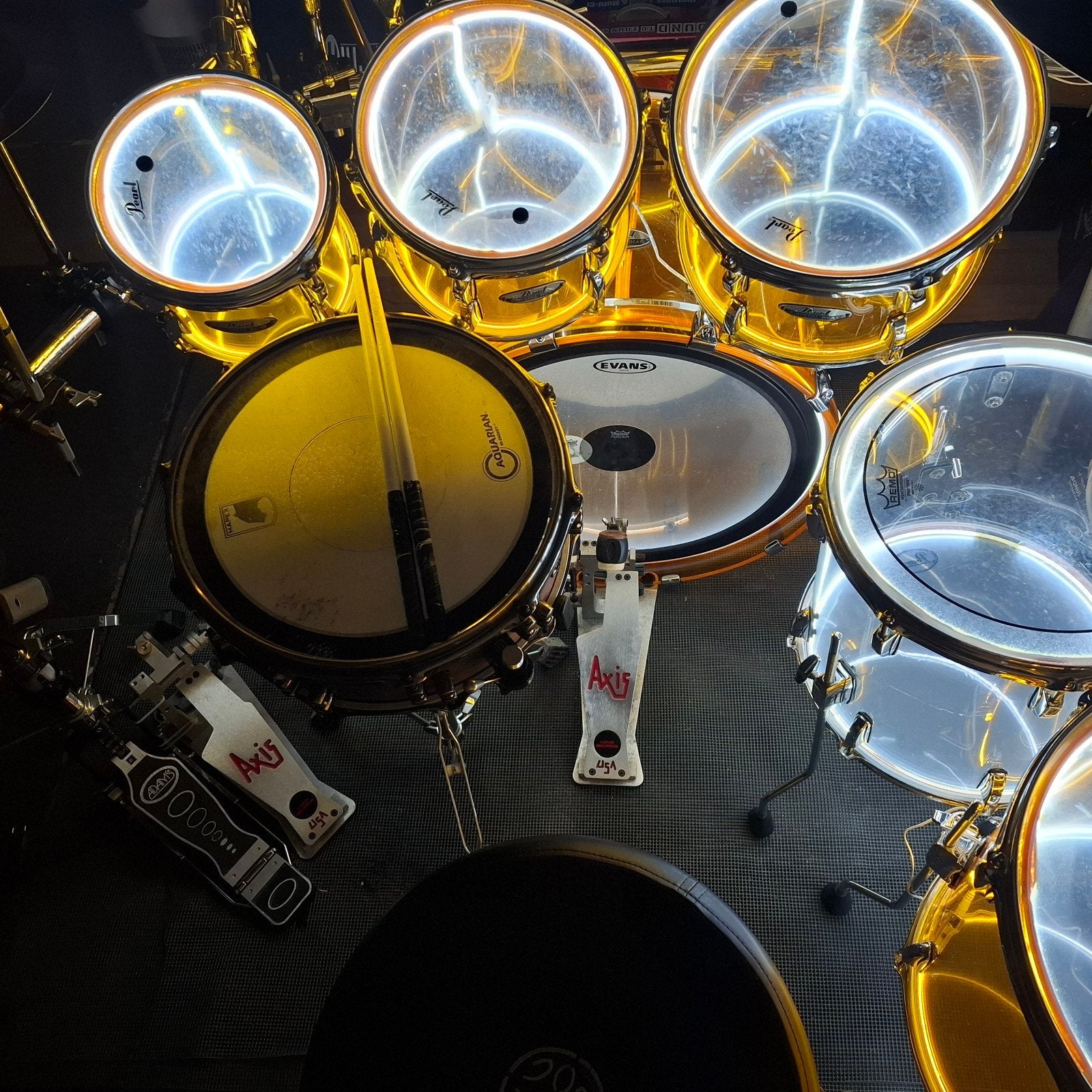 Pearl crystal beat acryl 6 delig drumstel in led uitvoering, Ophalen, Zo goed als nieuw, Drums of Percussie