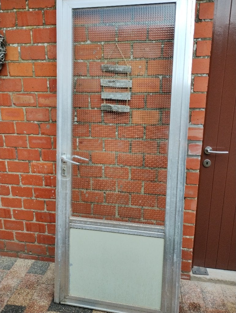 Aluminium deur met omlijsting, Ophalen, Gebruikt, Glas, Buitendeur