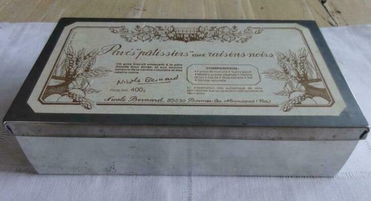 SALE Frans brocante zinken blik met etiket, Enlèvement ou Envoi