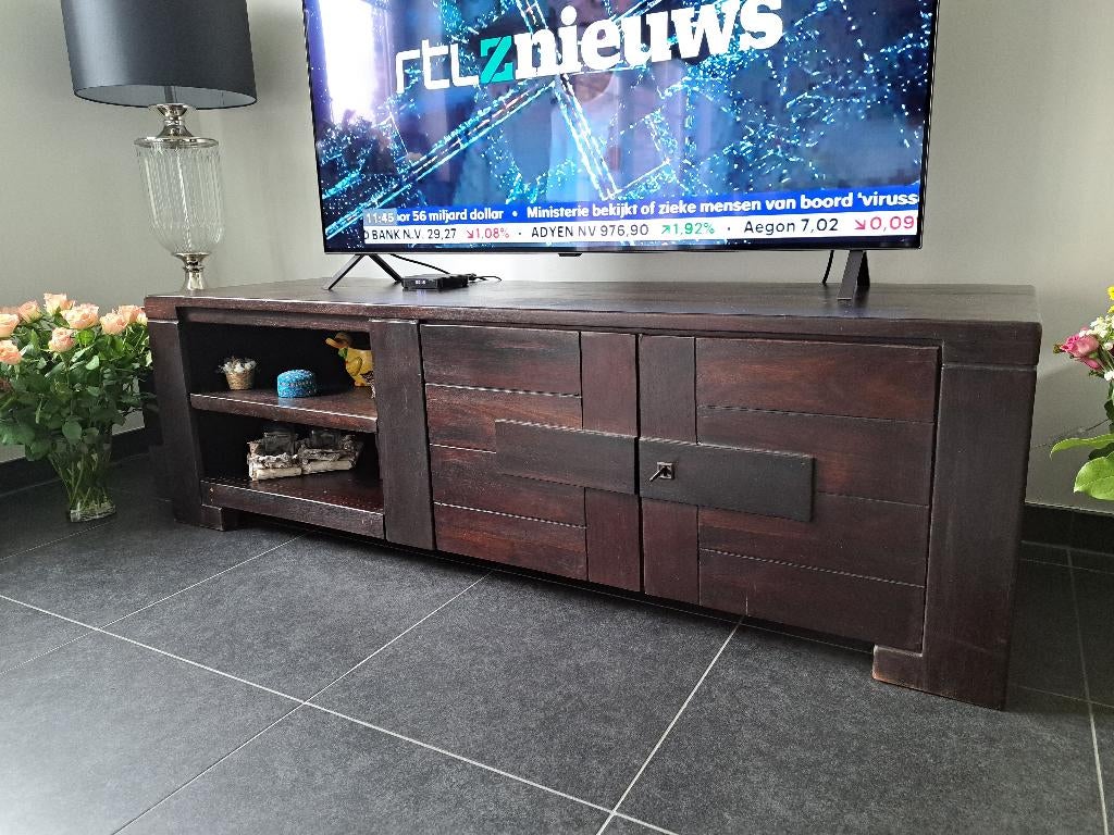 TV  kast, Huis en Inrichting, Kasten |Televisiemeubels, Ophalen, Gebruikt, 150 tot 200 cm, Eikenhout