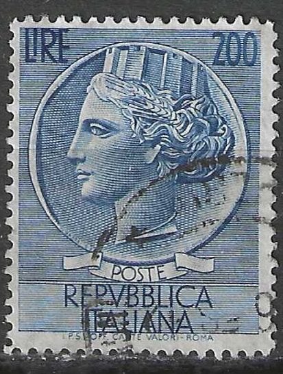 Italie 1954 - Yvert 685 - Munt van Syracuse - 200 l. (ST), Verzenden, Gestempeld