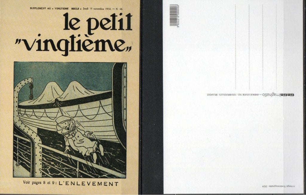 Carte postale : Hergé : Tintin le petit vingtième (9), Enlèvement