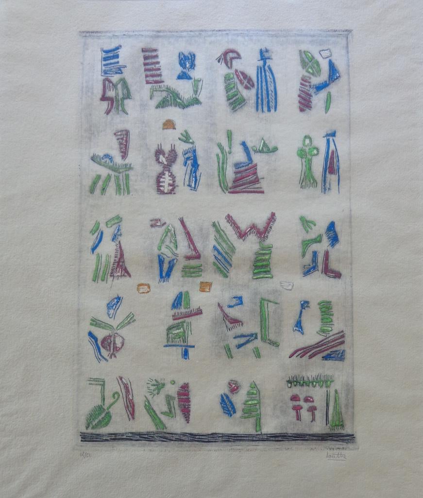 LOUTTRE B. / SANS TITRE / KLEURETS + RELIEF / 56x48cm / SIG, Antiquités & Art, Art | Lithographies & Sérigraphies, Signé, Enlèvement ou Envoi