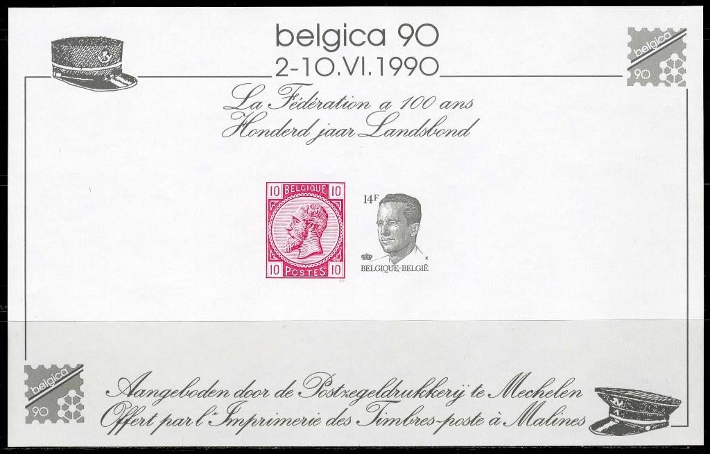 (B) Herinneringsvelletje Belgica 90  - 1990, Ophalen of Verzenden, Postfris, Postfris