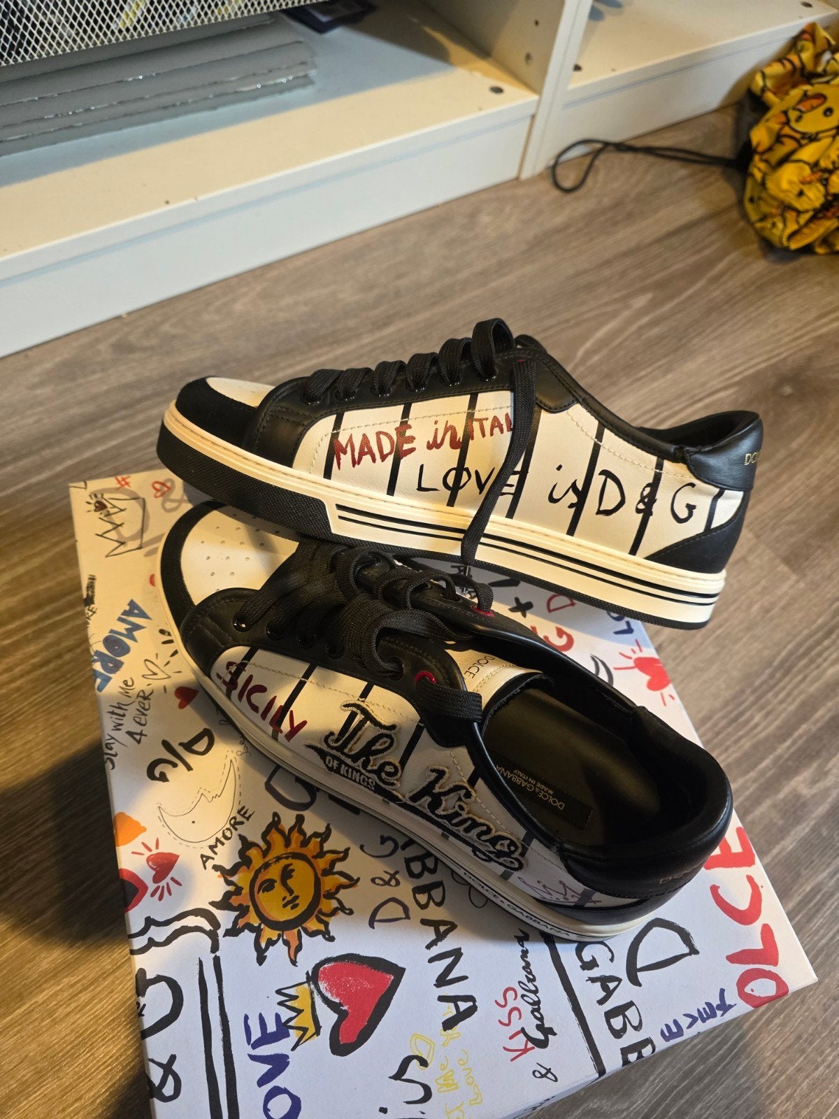 Dolce & Gabbana Portofino Printed Calfskin Sneakers, Enlèvement ou Envoi, Comme neuf, Dolce&Gabbana, Baskets