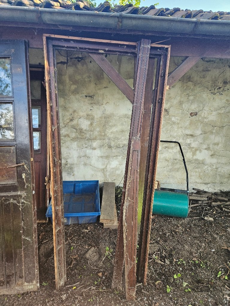 Deur met kader, Doe-het-zelf en Bouw, Ophalen, Gebruikt, Hout, Buitendeur