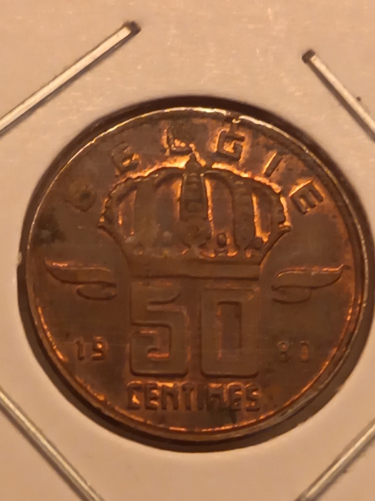 50 cent, 1980vl, groot hoofd, Postzegels en Munten, Munten | België, Ophalen of Verzenden