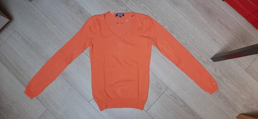 Oranje trui met V-hals maat S - 36, Taille 36 (S), Bel & Bo, Comme neuf, Enlèvement