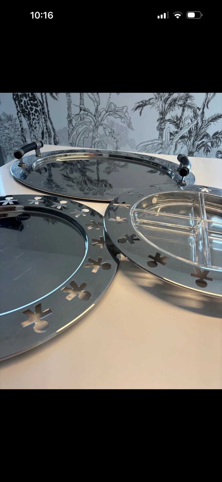 Set drie dienbladen Alessi, Ophalen, Gebruikt, Rond, Dienblad