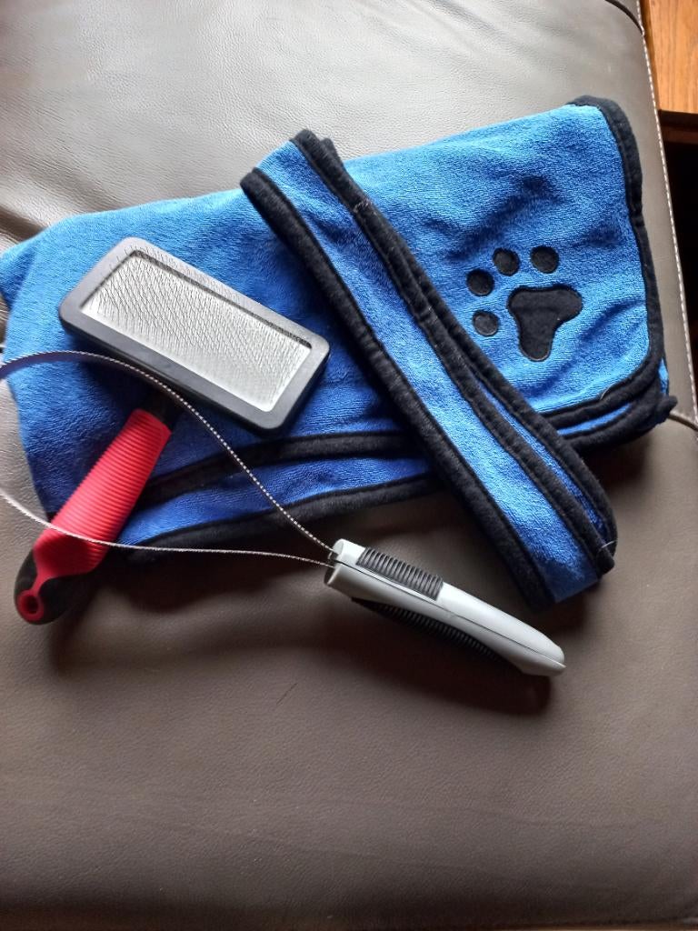 Badjasje + borstel, Dieren en Toebehoren, Honden-accessoires, Ophalen, Nieuw
