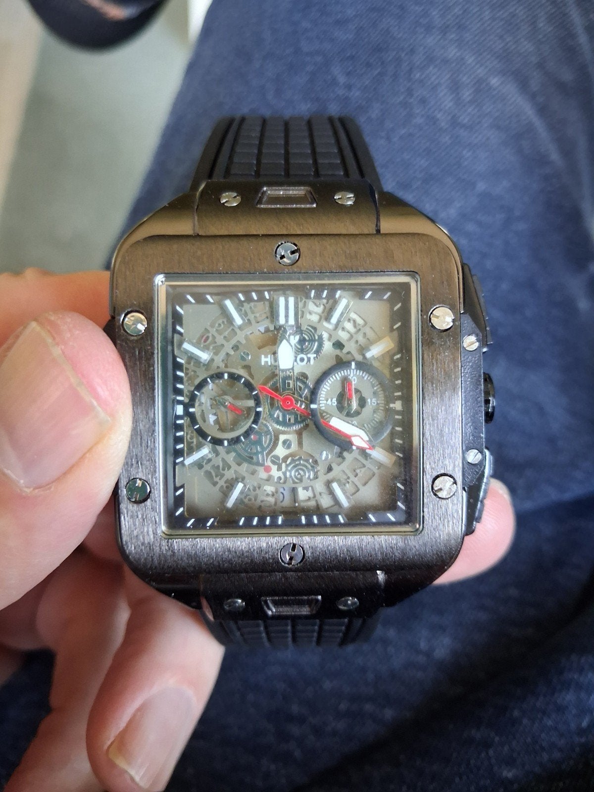 Hublot heren horloge met stevige Siliconen horloge band, Handtassen en Accessoires, Horloges | Heren, Overige merken, Staal, Polshorloge