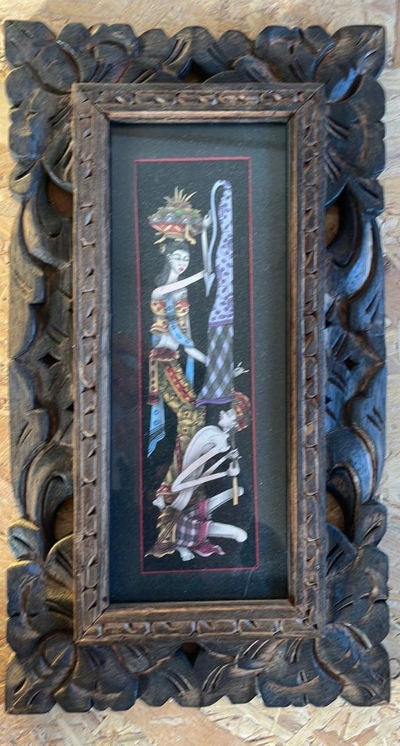 Indonesisch schilderij, Antiek en Kunst, Ophalen of Verzenden, Indonesië, Geschilderd, Meerkleurig