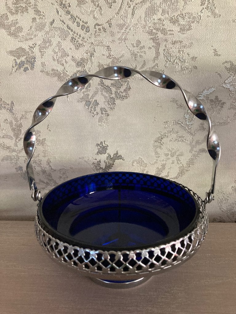 Schaaltje met blauw glas, Ophalen of Verzenden
