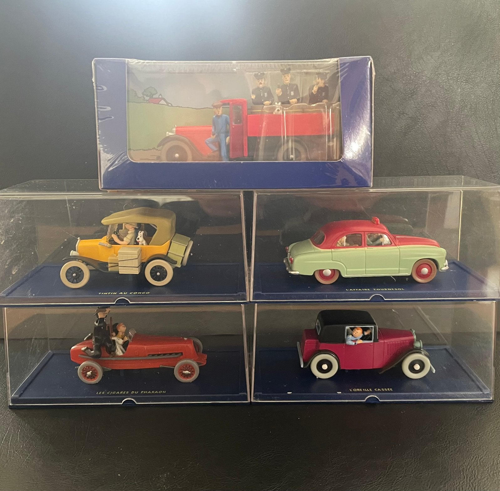 Lot de 5 voitures miniatures tintin 1/43 2003 edition Atlas, Enlèvement, Comme neuf
