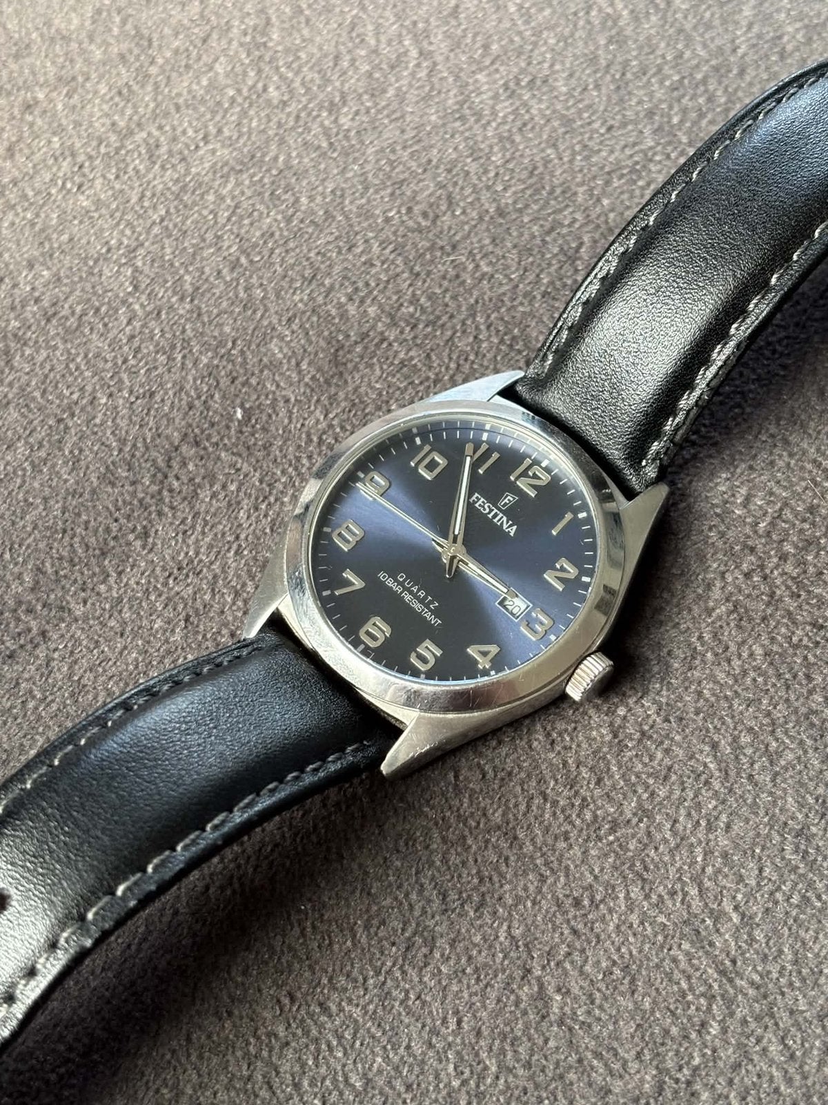 Montre Festina Cadrab Bleu, Enlèvement ou Envoi, Comme neuf, Cuir
