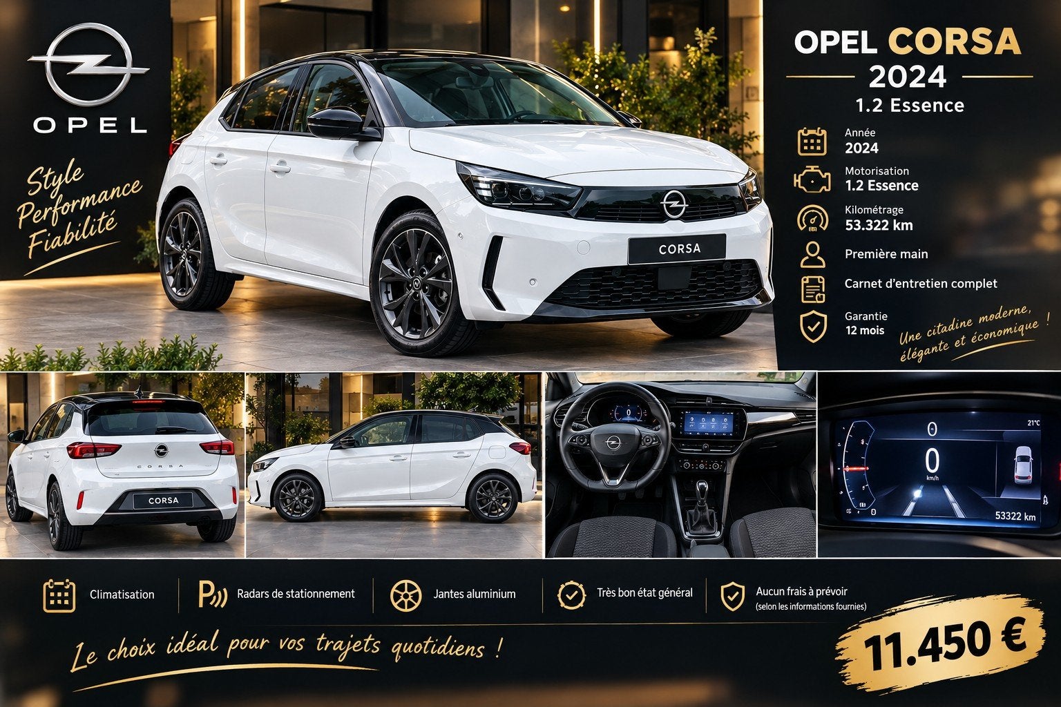 OPEL CORSA 1.2I, Autos, Achat, Entreprise, https://public.car-pass.be/vhr/90d987a7-b6f7-4716-a752-1d149a0eae31, Noir