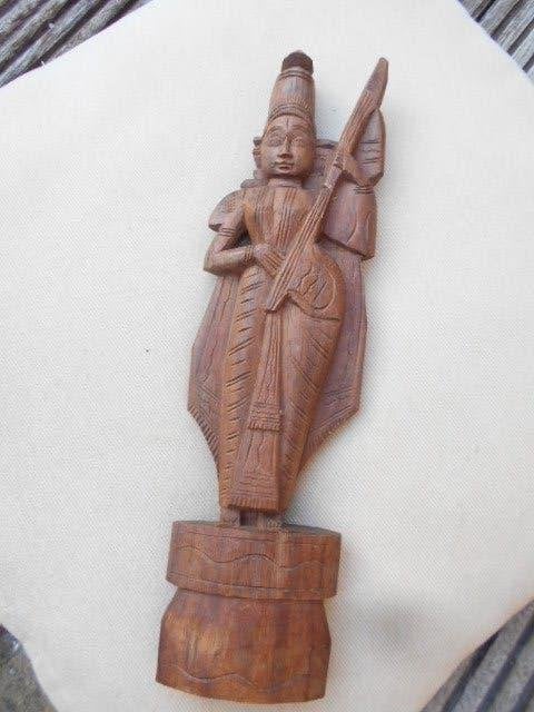 saraswati, 2 sculptures en bois, inde, Antiquités & Art, Sculpture, Enlèvement ou Envoi, Brun, Bois