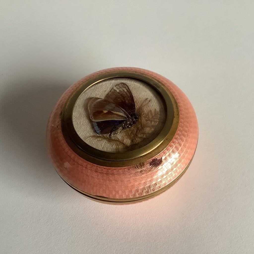 Tabatière française en magnifique émail guilloché rose, Enlèvement ou Envoi