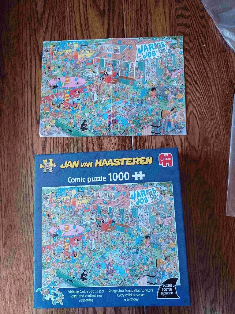 Jan Van Haasteren - Jarige Job -1000 stuks, Ophalen of Verzenden, 500 t/m 1500 stukjes, Gebruikt, Legpuzzel