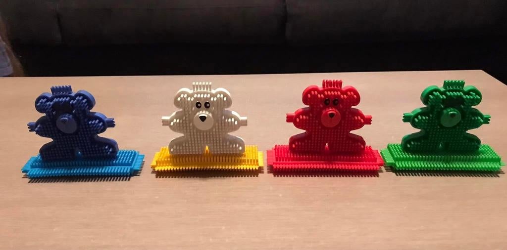 4 beertjes noppenblokken, Collections, Ours & Peluches, Enlèvement, Utilisé, Autres types, Autres marques