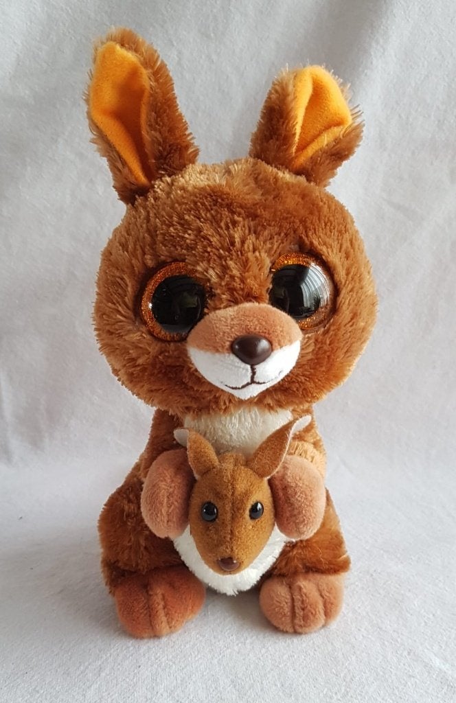 Knuffel kangoeroe met blinkende oogjes 18H 10B, Brun, Enlèvement ou Envoi, Comme neuf, Autres types
